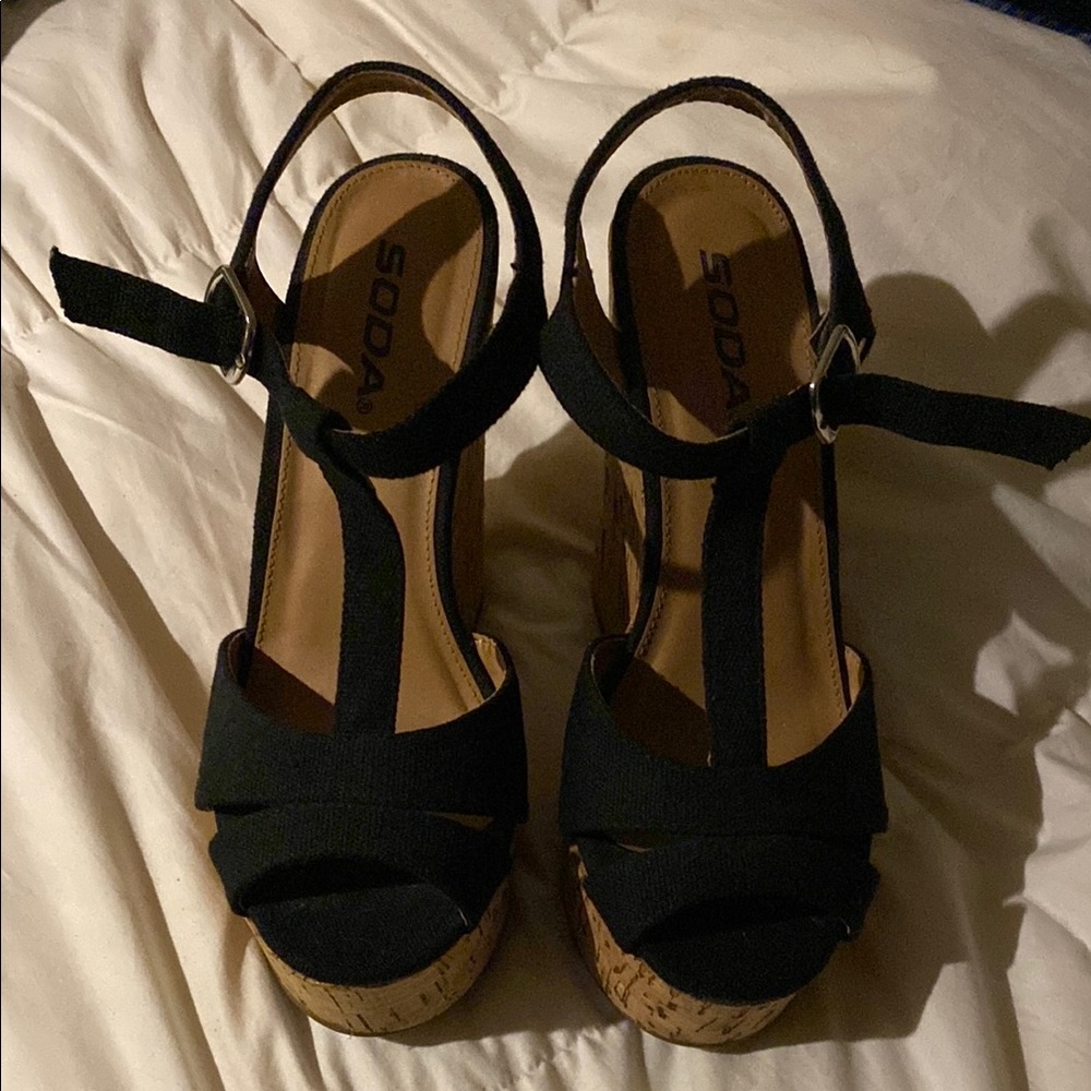 Soda Women's Black Platform Sandals